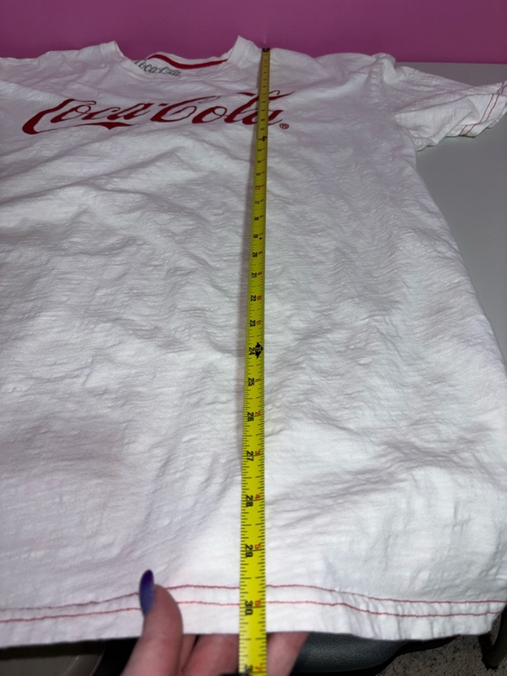 Coca Cola White Tee with Red Logo and Stitching - Picture 9 of 9